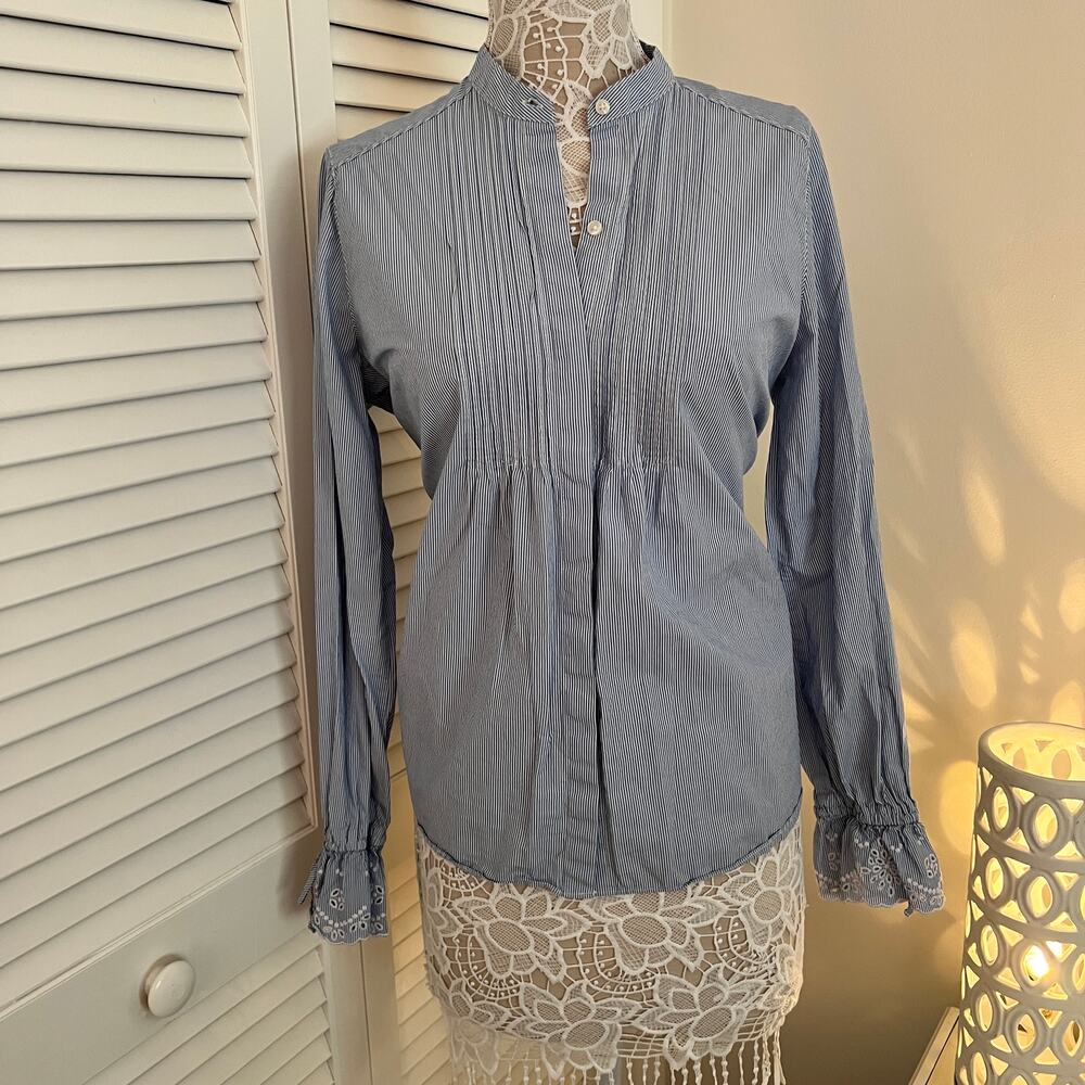 Abercrombie & Fitch PinStripe Long Sleeve Blouse with Lace Cuffs